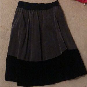 Grey and Black Velvet Pleated Midi skirt
